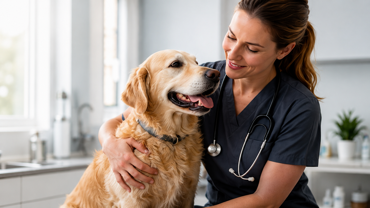 Woman with a golden retriever